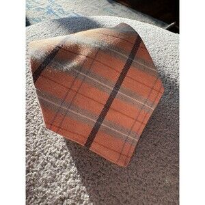 Toscaniella Silk Tie Made in France Orange Plaid Check Men’s Necktie Handmade